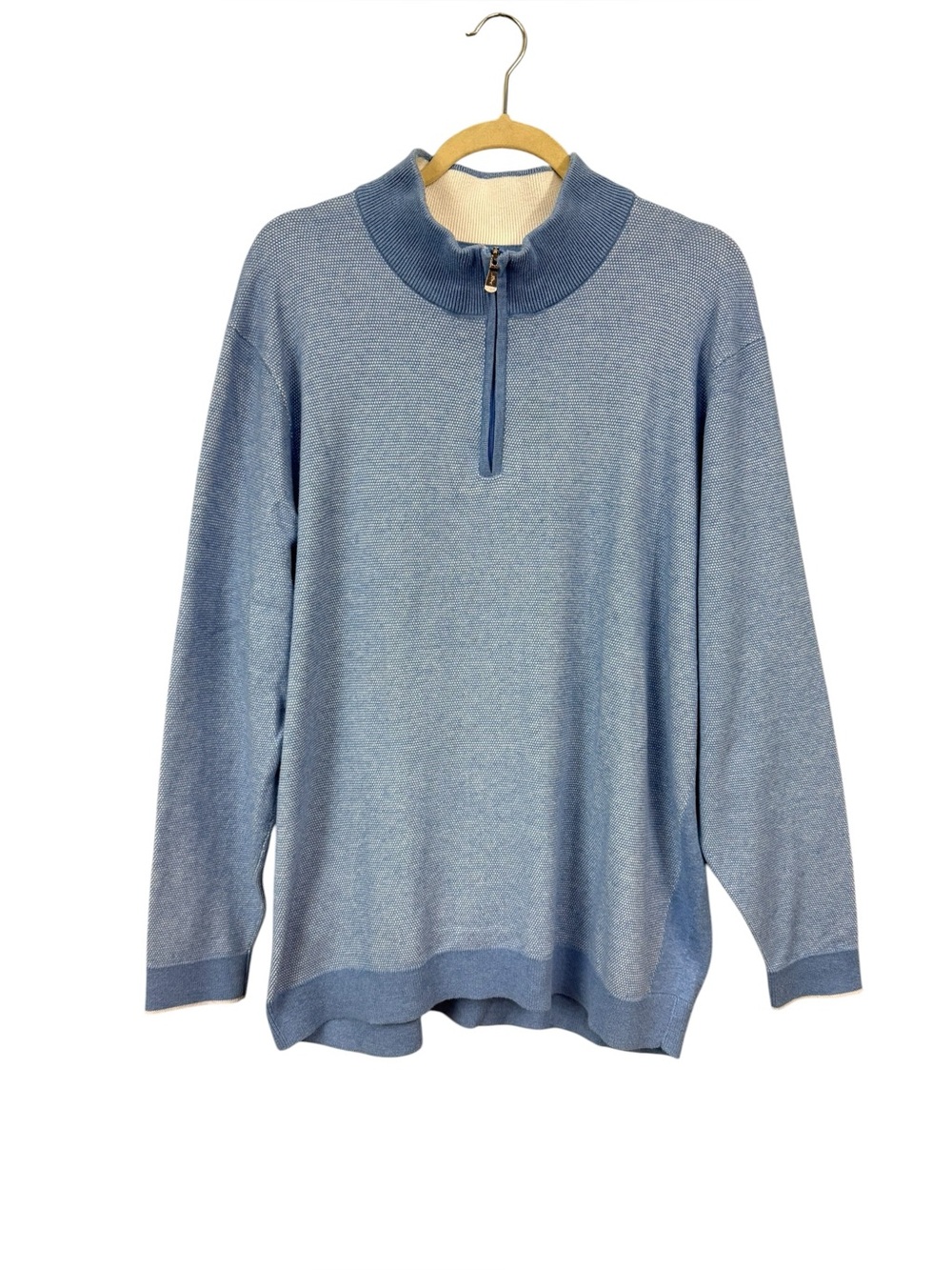 Tommy Bahama Island Zone Quarter Zip Pullover Sweater XXL Blue Coolmax Cotton